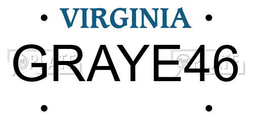 GRAYE46 Virginia License Plate