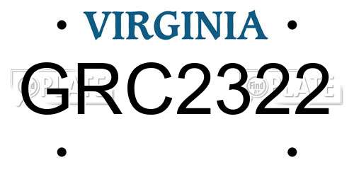 GRC2322 Virginia License Plate