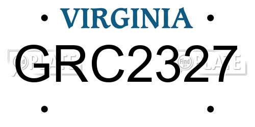 GRC2327 Virginia License Plate