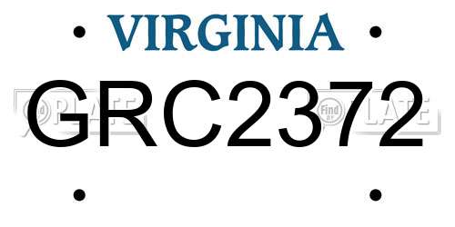 GRC2372 Virginia License Plate