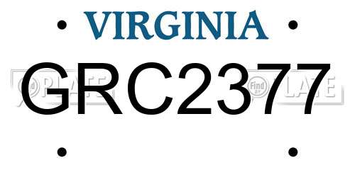 GRC2377 Virginia License Plate