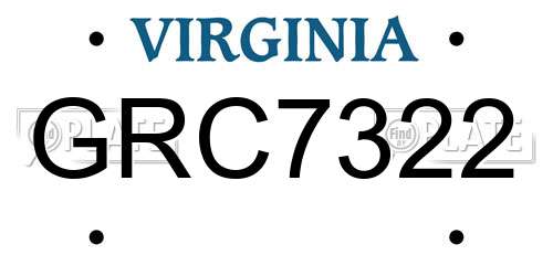 GRC7322 Virginia License Plate