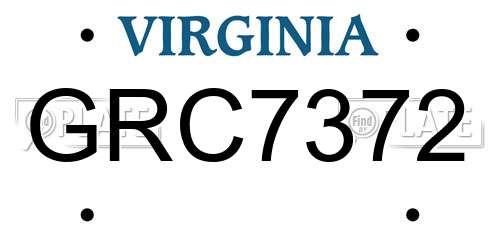 GRC7372 Virginia License Plate