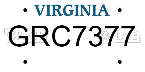 GRC7377 Virginia License Plate