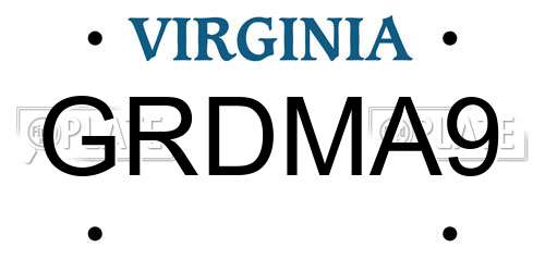 GRDMA9 Virginia License Plate
