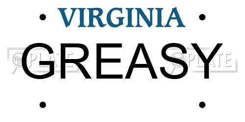 GREASY Virginia License Plate