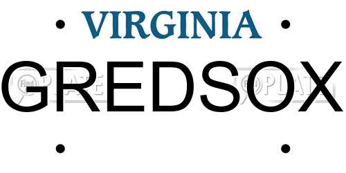 GREDSOX Virginia License Plate