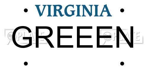 GREEEN Virginia License Plate