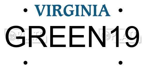 GREEN19 Virginia License Plate