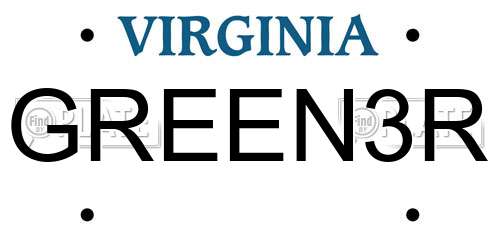GREEN3R Virginia License Plate