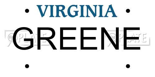 GREENE Virginia License Plate