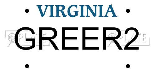 GREER2 Virginia License Plate