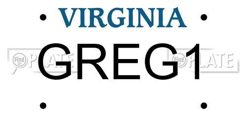 GREG1 Virginia License Plate