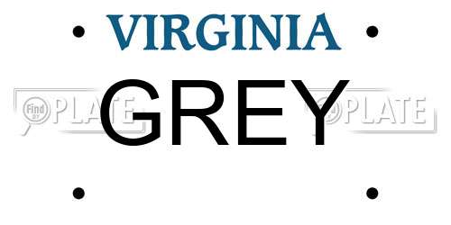 GREY Virginia License Plate