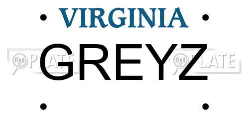 GREYZ Virginia License Plate
