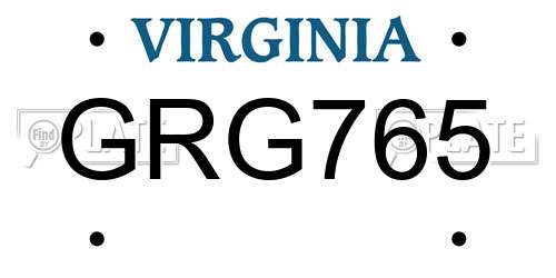 GRG765 Virginia License Plate