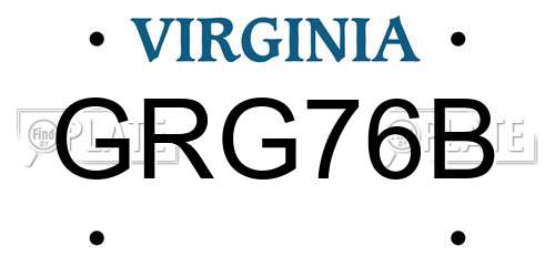 GRG76B Virginia License Plate