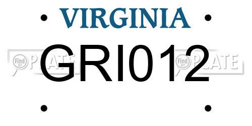 GRI012 Virginia License Plate
