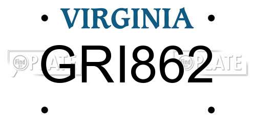 GRI862 Virginia License Plate
