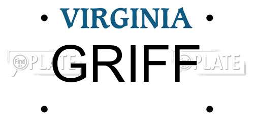 GRIFF Virginia License Plate