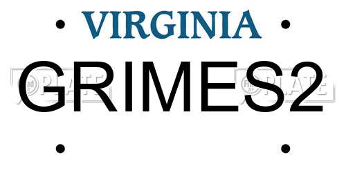 GRIMES2 Virginia License Plate
