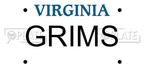GRIMS Virginia License Plate
