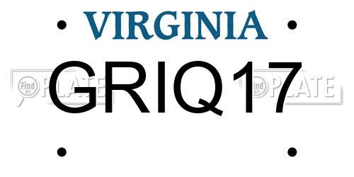 GRIQ17 Virginia License Plate