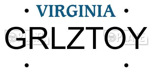 GRLZTOY Virginia License Plate