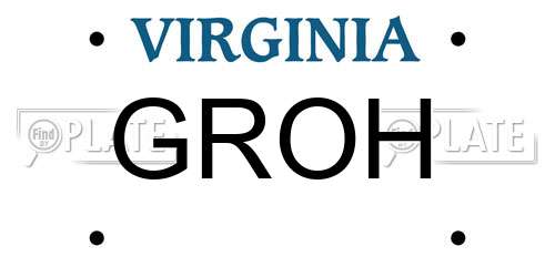 GROH Virginia License Plate