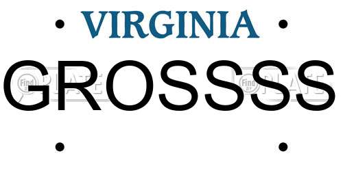 GROSSSS Virginia License Plate