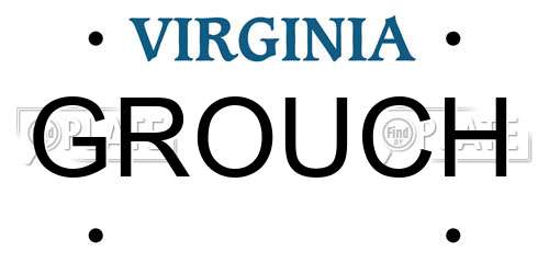 GROUCH Virginia License Plate