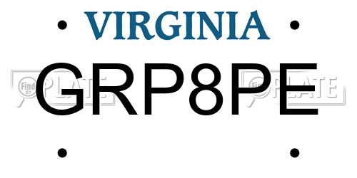 GRP8PE Virginia License Plate