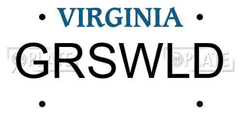 GRSWLD Virginia License Plate