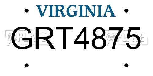 GRT4875 Virginia License Plate