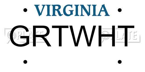 GRTWHT Virginia License Plate