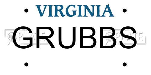 GRUBBS Virginia License Plate