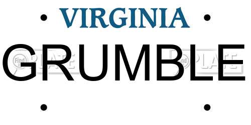 GRUMBLE Virginia License Plate