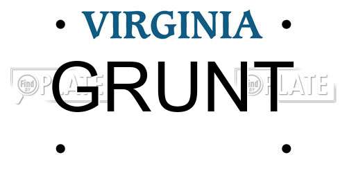 GRUNT Virginia License Plate