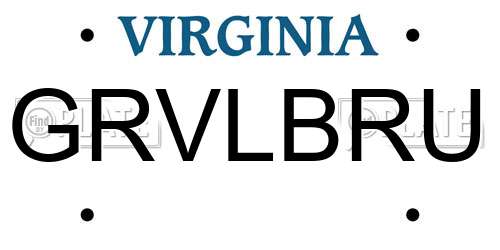 GRVLBRU Virginia License Plate