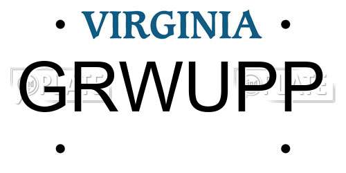 GRWUPP Virginia License Plate