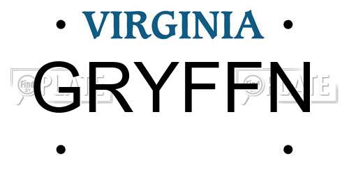 GRYFFN Virginia License Plate