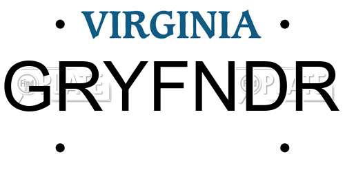 GRYFNDR Virginia License Plate