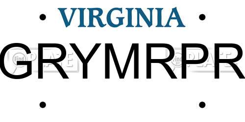 GRYMRPR Virginia License Plate