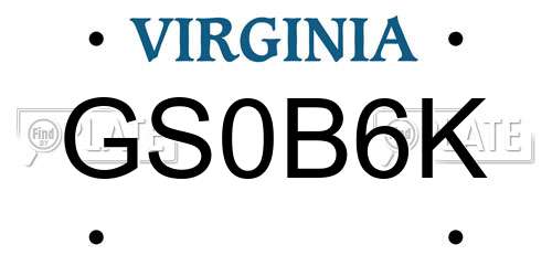 GS0B6K Virginia License Plate