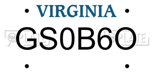 GS0B6O Virginia License Plate