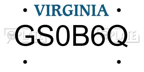 GS0B6Q Virginia License Plate