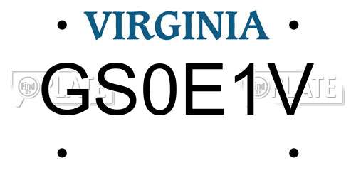 GS0E1V Virginia License Plate