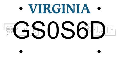 GS0S6D Virginia License Plate
