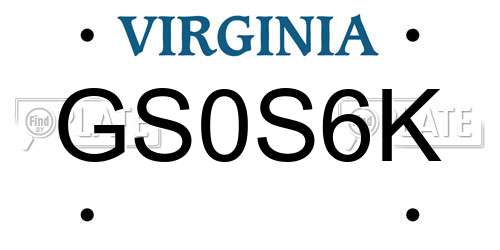 GS0S6K Virginia License Plate