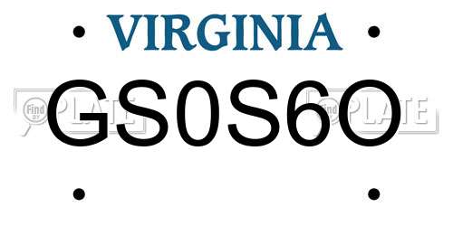 GS0S6O Virginia License Plate